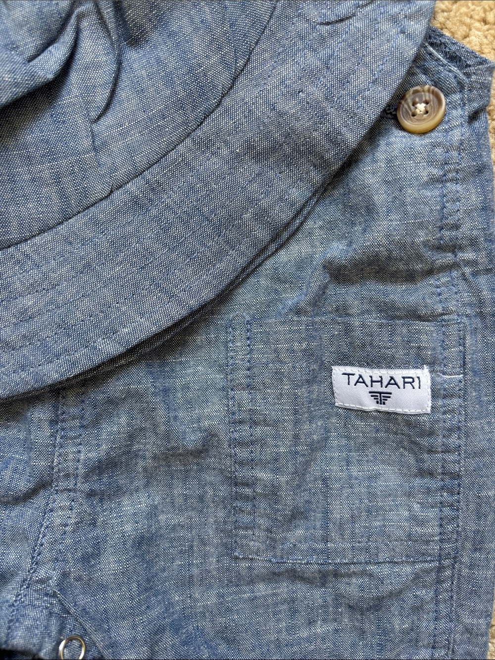 Tahari Chambray Baby Overalls w/ Matching Hat